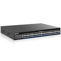 NICGIGA 24포트 기가비트 PoE 스위치 PoE+@300W 2기가비트 업링크 포트 1 SFP 데스크탑/랙 장착용 견고한 금속 AI Watchdog VLAN 모드, 50 포트 48xPoE+ 400W 2x업