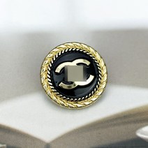 수입 고급 단추 더블C 럭셔리 20mm 메탈 버튼 원피스 가디건 트위드 코트 단추diy, 흑금【20mm】 + 세 알