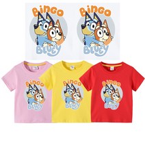 블루이 BLUEY 캐릭터 순면 반팔티 15색 90-150 아동복 여른 반소매 상의 티셔츠 캐릭터 도안 3호