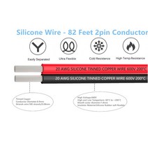 권선코일 구리선20awg 실리콘 전선 연장 케이블 와이어 2 핀 코드 유연한 편리한 업 가닥 주석 도금 구리, 04 2m_01 20 AWG