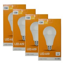 장수램프 LED전구 15W 전구색 4개입