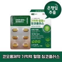 코오롱제약 기억력 혈행 엔 징코플러스 은행잎추출물 복합기능성 식약처 1개월분 15g, 30정×1개