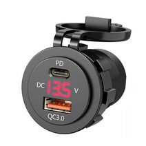 전기 자동차 충전기자동차 USB 충전기 PD 빠른 3.0 소켓 어댑터 12-24V 오토바이에 대 한 LED 전압계 케이, 01 red