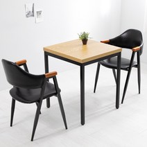 네추럴S 올리브 2인 식탁 테이블 세트, 네추럴S 600사각 테이블+다크올리브_블랙+그린