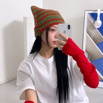 블루씨티 배디 캣츠 스트라이프 줄무늬 니트 고양이귀 비니 모자