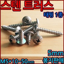 스텐/트러스/태핑/나사/머리/피스/5mm/1종T형/우산/M5, 1-3 스텐트러스1종(M4), 4*50mm-300개