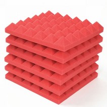 12/24Pcs 30x30x5cm 스튜디오 어쿠스틱 폼 패널 방음 처리 KTV 룸 벽 스폰지 패드 테이프, Red, 12Pcs with Tapes
