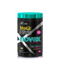 NOVEX 미스틱 블랙 딥 컨디셔닝 마스크 - 바오밥 오일 보호 수분 추가 곱슬머리 제어 광택 향상 - 비타민 A C D 및 E 풍부 오메가 3 6 9 (400g/1