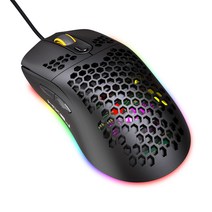 HXSJ X600 매크로 프로그래밍 게임용 마우스 RGB 조명 중공 구멍 디자인 마우스 전문 게이머 마우스 컴퓨터 마우스, 블랙