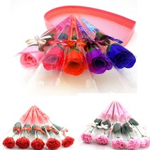 로박샵 비누 장미 꽃 카네이션 한송이 어버이날 스승의날 조화, 비누장미 한송이 블루