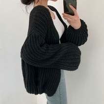 빈티지 랜턴 슬리브 카디건 스웨터 캐주얼 가을 스트리트웨어 탑 코트 세련된 레이지 윈드