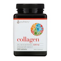 Youtheory 유씨어리 콜라겐 6000mg 비타민C 90mg 알라닌 아르기닌 아스파트르산 함유 Collagen 290정