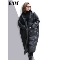 여성 역시즌 패딩 롱패딩 경량 eam 2022 겨울 후드 긴팔 솔리드 컬러 블랙 면 따뜻한 느슨한 큰 사이즈 재킷 파카 패션 jd12101