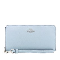 [코치] 지갑 (긴 지갑) FC4451 C4451 아이스 블루 페블도 가죽 롱 지퍼 어라운드 월렛 (스트랩 포함) 여성 [아울렛 제품] [브랜드] []