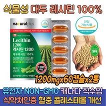 캐나다 레시틴1200 대두레시틴100% 2통 식물성 인지질 LDL 콜레스테롤 감소 개선 건강식품 포스파티딜콜린