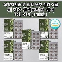위 건강 기능 저하 위에좋은 속 쓰림 메스꺼움 식도 역류 질환 통증 기능성 위장 장애 소화 불량 위산 과다 위벽 보호 위점막 보호제 양배추 헬리코박터균 영양제 위건강엔1개월 60정, 5개