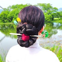 {레오넬} 바람꽃_(4컬러) 원형 원석 나무 꽃 대비녀 긴비녀 장잠 옥비녀 전통비녀