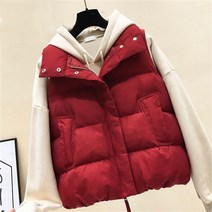 kirahosi아우터조끼 겨울 가을 뚱뚱한 다운 면 베스트 여성 숏 빅사이즈 슬림핏 민소매 나시 보온 패딩 웰론 코트