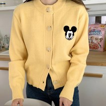빅버튼 미키마우스 패치 니트가디건 5color