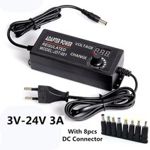 조정 가능한 AC 3V 5V 6V 9V 12V 18V 24 V 범용 어댑터 디스플레이 화면 전압 전원 공급 장치 Adatpor, 04 3V-24V 3A with 8pcs_02 EU