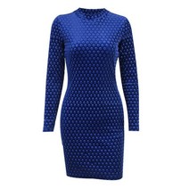 외발수레NCLAGEN Unic 도트 여성 드레스 긴 슬림 니스 힙합 패키지 Vestidos 클럽, 02 Blue_01 S