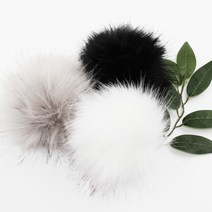 털방울 여우털 토끼털 폭스 방울 모자털방울, 인조 폭스털방울-브라운투톤