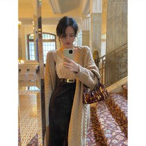 HXT 여성 꽈배기 롱 가디건 오픈형 무지 오버핏 아우터 봄가을 데일리룩