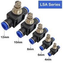 오일 프레셔 레귤레이터 6pcs lsa 공압 피팅 조정 가능한 흐름 제어 밸브 속도 공기 압력 조절기 밸브 스로틀 퀵 릴리스 피팅, lsa6(6개 많이)
