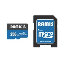 래미즈 마이크로SD카드 TF카드 MLC UHS-I V60 U3 100MB/초 블랙박스용 4K UHD 지원, 256GB   SD 어댑터