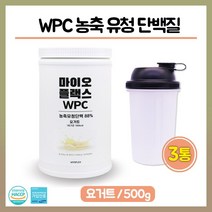 단백질 쉐이크 WPC 농축 유청 단백 분말 운동후 헬스 보충제 아미노산 아르기닌 혼합 비타민 미네랄 가루 함유 프로틴 파우더 식사대용 근육 만들기 보조제, 3세트, 농축 유청단백 500g 요거트