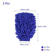 M METERXITY 2in1 세트 극세사 셔닐 워시 장갑 - 양면 재사용 가능한 긁힘 방지 자동차 청소에 적용 24.8 x 16.7cm 9.84 6.69인치 다크 블루 퍼플
