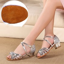 스윙화 라인댄스화 댄스힐 구두 신발 슈즈 댄싱화 5종, 230, 실버