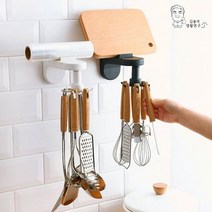 주방 국자 걸이 도구 조리 무타공 O형 용품 홀더 거치대 행거 수납, L형_화이트