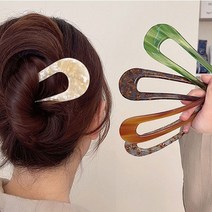 우아한U자마블링비녀 고급스러운 데일리 심플헤어악세