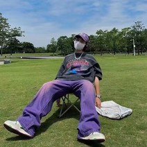 유럽과 미국의 하이 스트리트 팬츠 아메리칸 스타일 퍼플 청바지 남성용 느슨한 스트레이트 와이드 레그 팬츠
