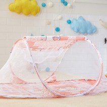 에코벨 휴대용 원터치 유아용모기장/거실 침대 캐노피 퇴치, 휴대용 원터치 유아용모기장 - 핑크