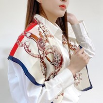 삐까뻔쩍pkpj [무배]체인 럭셔리 실크 숄90*90 사각 스카프 3color