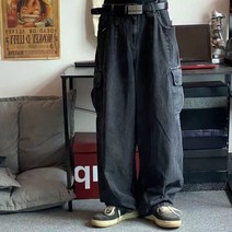 arens 헐렁한 청바지 바지 남성 데님 바지 블랙 와이드 레그 바지 남성 청바지 느슨한 캐주얼 한국 스트리트 힙합 하라주쿠 a73