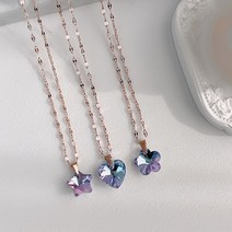 갤러리에이 오로라 스톤 하트 플라워 별 써지컬스틸 레이어드 크리스탈 큐빅 목걸이
