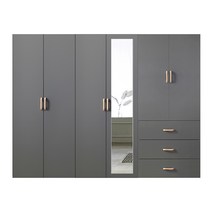 이안 시스템 장롱 2400 세트 (800옷장/이불장+거울장+3서랍장) 드레스룸 장농, 이불장 세트, 그레이