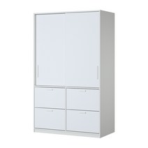 [한샘] 아임빅 슬라이딩 옷장 120cm 서랍형 6종, D형:화이트몸통+화이트도어(D)