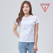 [게스] 여성 엠보 삼각 반팔티 OM2K0542