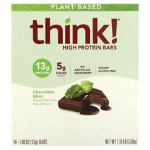 Think High 프로틴바 초코 민트 10바 53g, 10정, 1병