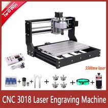 레이저커팅기 레이저 조각기 절단기 커팅 CNC 3018 Pro 조각기 10w 15w 밀링 머신 3 축 GRBL 제어 조각 기계 DIY 목재 라우터 각인기 레이저각인기 목공공구, 5500mw laser, 3018 pro add offline