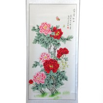 나비2마리 목단 족자 대형 그림 모란도 모란화