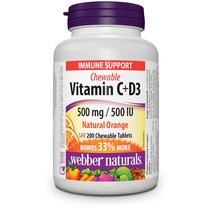 캐나다 웨버네추럴 겨울 건강 영양제, 14.웨버네추럴 비타민C+D3 (오렌지) 200츄어블