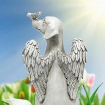 장례용품 장례 용품 입관 상조 천사 날개 정원 동상 조각 가진 개 위한 새로운 애완 동물 기념 묘비, 없음