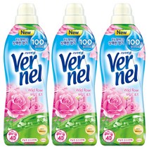 버넬 고농축 섬유유연제 와일드 로즈 본품, 1L, 3개