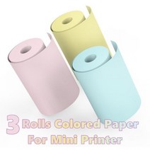 무선 미니 포토 프린터 라벨 휴대용 BT 열 인쇄용 저널 학습 노트, 선택01. 3Rolls Colors Paper