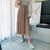 도도스타일 제작 세라노 벨트 플리츠 키작녀 롱스커트 xs